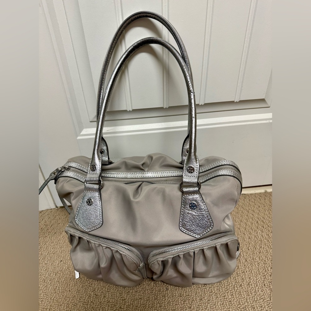 Elegant Silver and Gray Women's Handbag